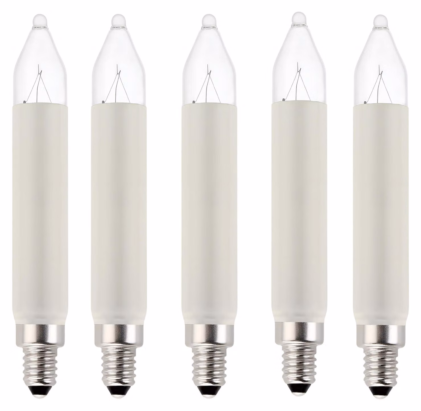 Candele di ricambio E10, 3W, 55V, confezione da 5 pezzi, luce bianco caldo, adatte per decorazioni luminose e catene luminose