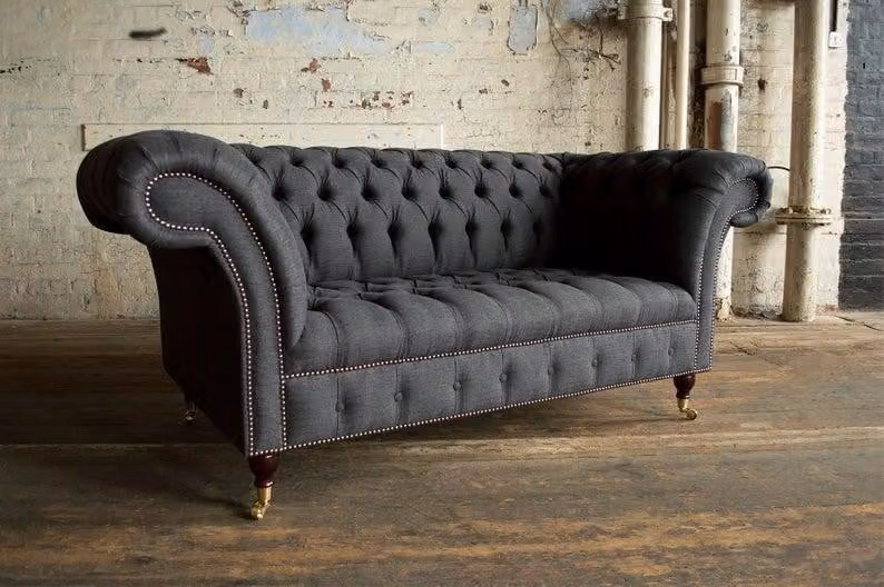 Chesterfield 2 Sitzer Couch Polster Sitz Leder Couchen Sofas Sofa