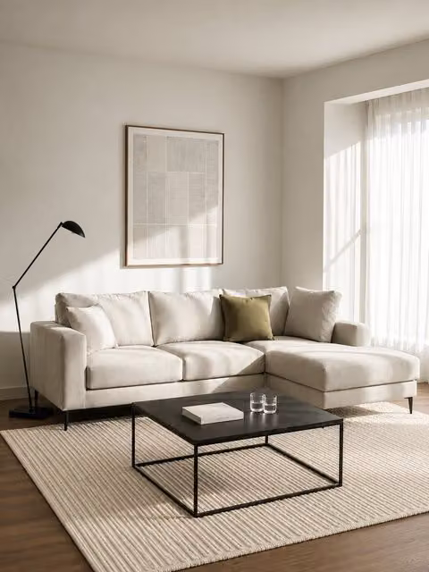 Tiber divano chaise longue destra 4 posti 276 cm perla - Kenay Home