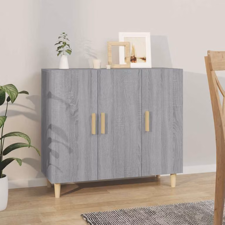 Credenza vidaXL in legno multistrato Grigio Sonoma L: 90 cm, P: 34 cm, H: 80 cm