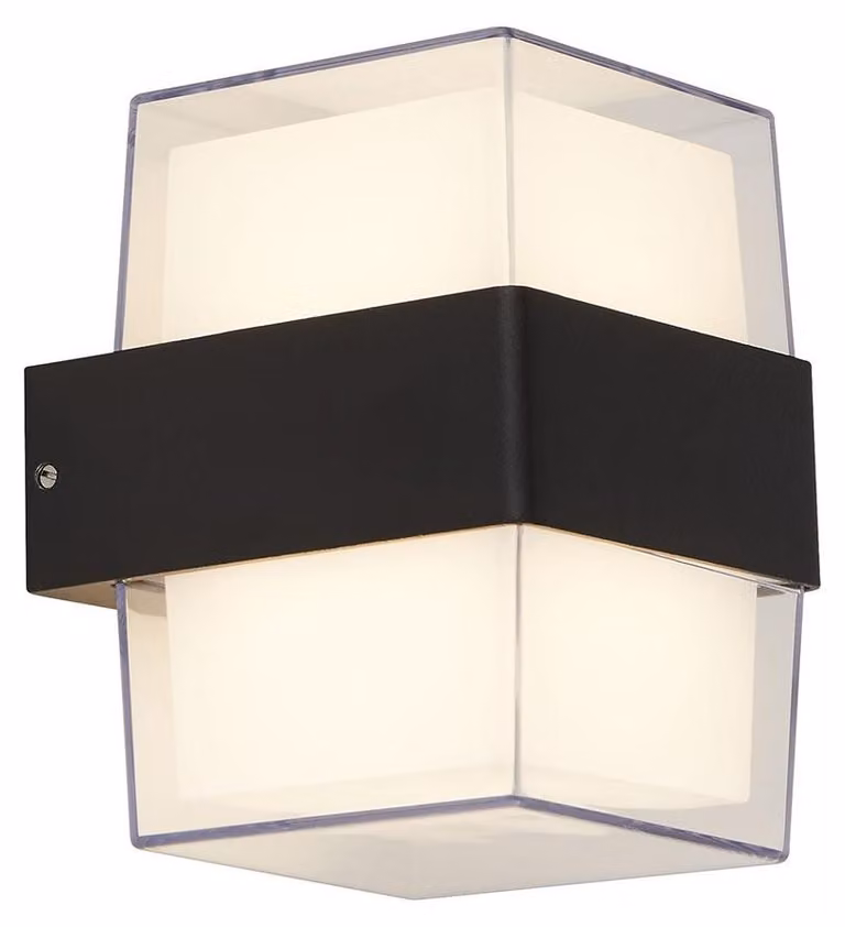Applique Pittsburgh Alluminio Nero Policarbonato Trasparente Led 6,83W 3000K