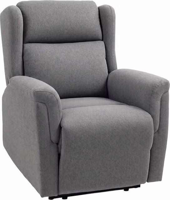 Poltrona relax reclinabile 160° con poggiapiedi effetto lino grigio scuro facile da montare per soggiorno