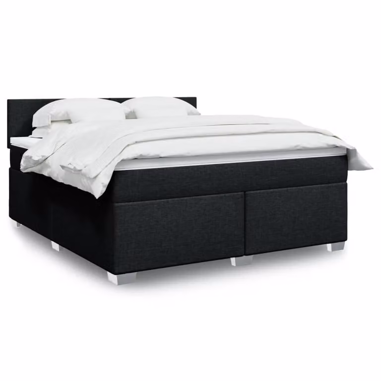 vidaXL Giroletto a Molle con Materasso Ibrido in Tessuto Nero L: 180 cm, P: 200 cm