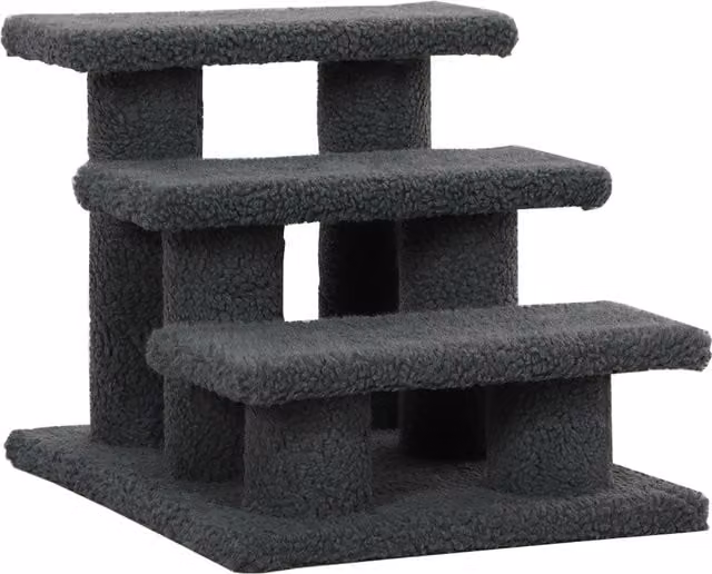 Scala per gatti a 3 gradini PawHut di Aosom, grigio, L 45 cm x P 35 cm x H 34 cm – 1