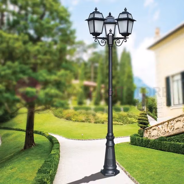 Lampione da esterno classico Artemide con 3 luci, colore antracite, Altezza: 219 cm – 1