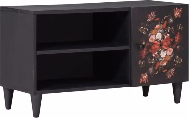 Mobile contenitore rettangolare moderno vintage per soggiorno 80 x 31 x 46 cm in legno massello di mango multicolore 02_0057857
