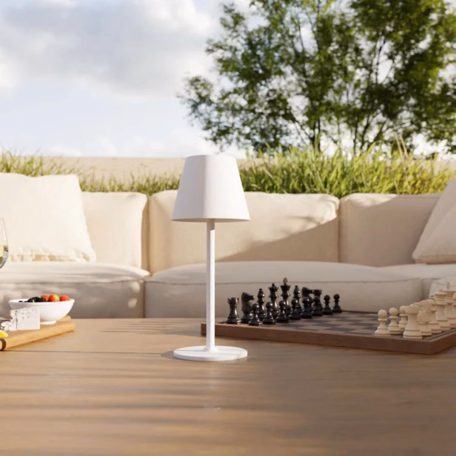LUMIÈRE Design Lampada da Tavolo Ricaricabile 'Velaris' LED dimmerabile IP54 senza fili Bianco