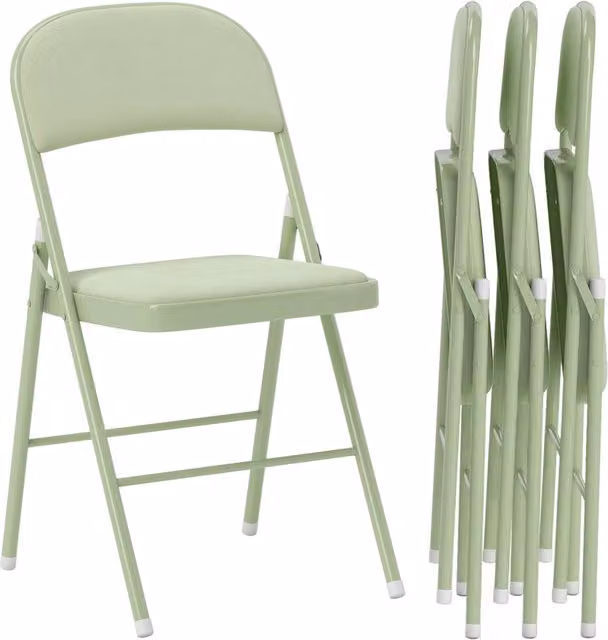 Set 4 Sedie Pieghevoli Imbottite ¨C Xylo ¨C Velluto Verde con Struttura in Metallo