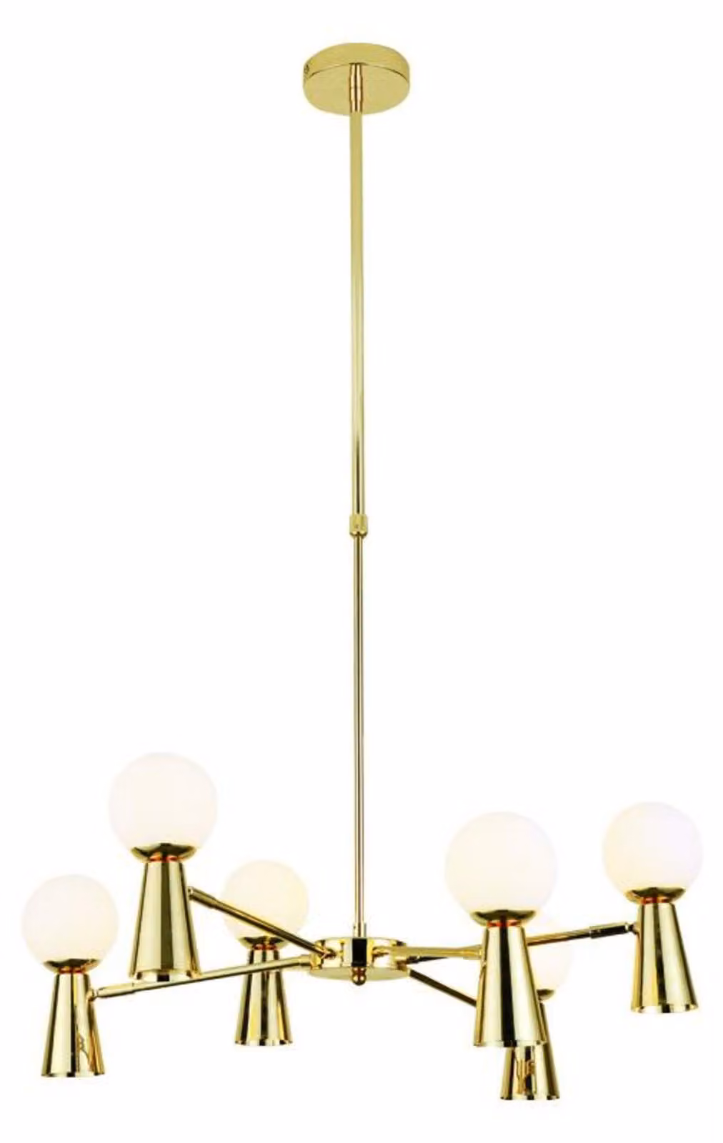 Lampada a sospensione ACA 6xG9+6xGU10 KIMOLOS metallo dorato + bianco D72X120CM OD94206PG