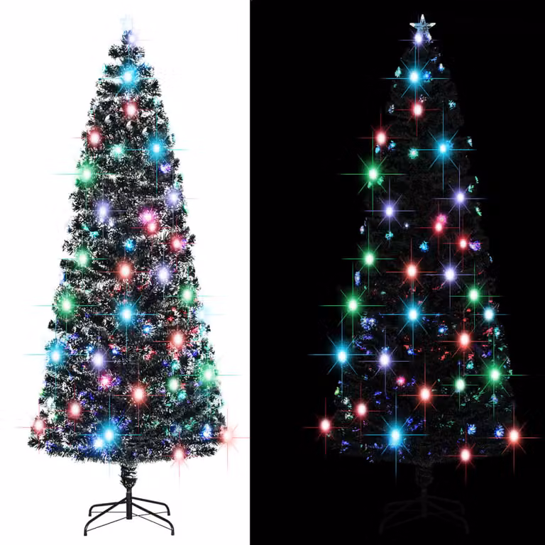 The Living Store Albero di Natale artificiale con supporto/LED 240 cm in fibra ottica