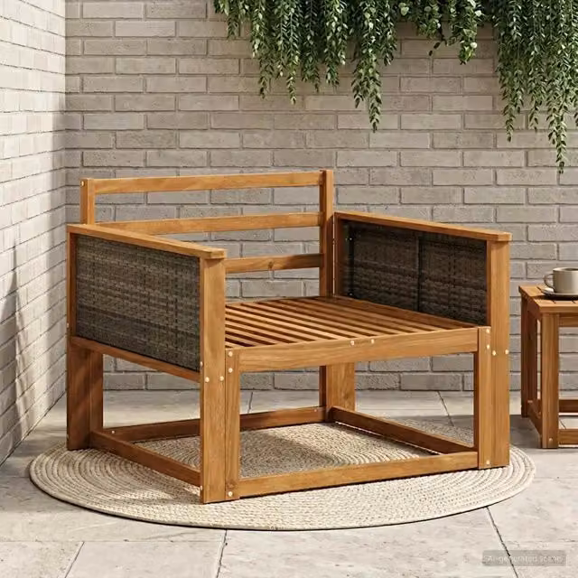 Divano centrale componibile per esterno DESIGN IN in legno di acacia massello naturale colore marrone
