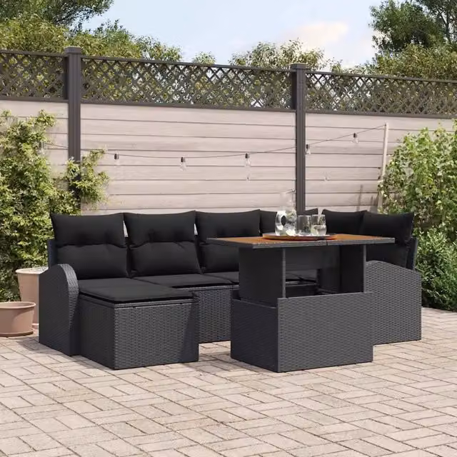 Set Divano da Giardino 7 pz Nero 3349610
