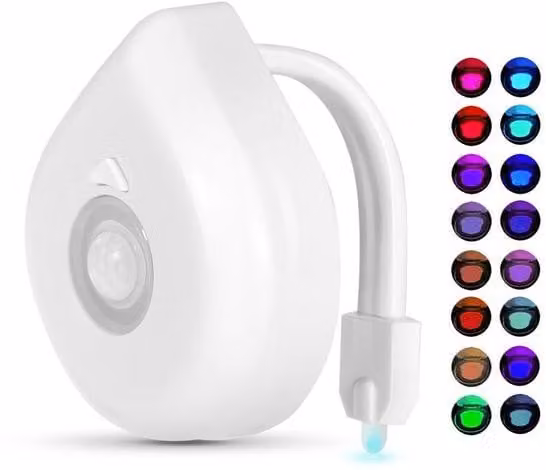 Lampada LED per bagno con sensore di movimento, 16 colori, alimentata a batterie (batterie non incluse)