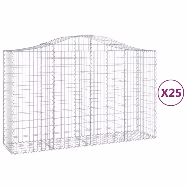 Cesti Gabbioni ad Arco 25 pz 200x50x120/140 cm Ferro Zincato