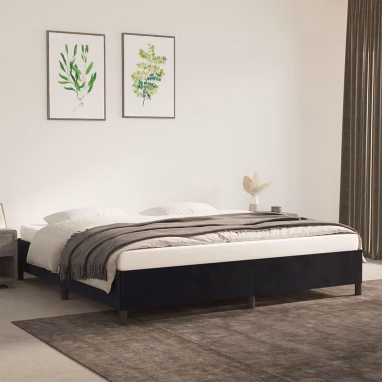 The Living Store struttura letto nera 200x200 cm in velluto