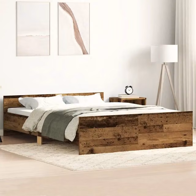 Giroletto senza Materasso-Struttura Letto Legno Antico 150x200cm in Truciolato 559436