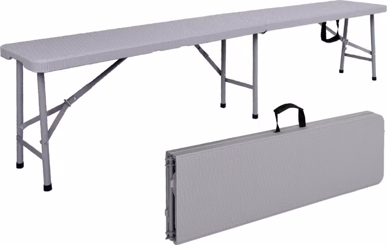Panca da ristorazione ripiegata in una valigetta 180 cm RATTAN grigio