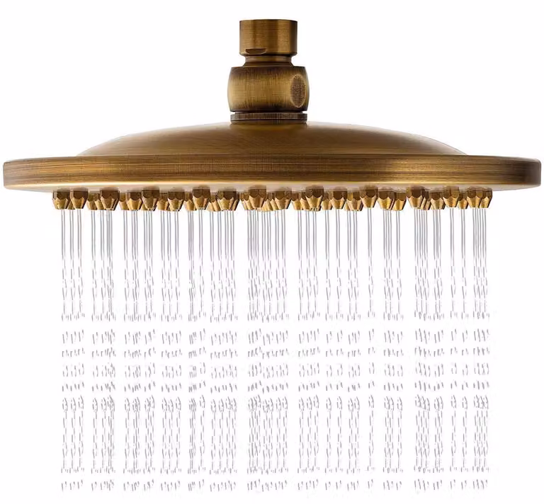 Doccia a soffione, diametro 8 pollici, rotonda, in ottone anticato, finitura bronzo, dimensioni 20x20 cm