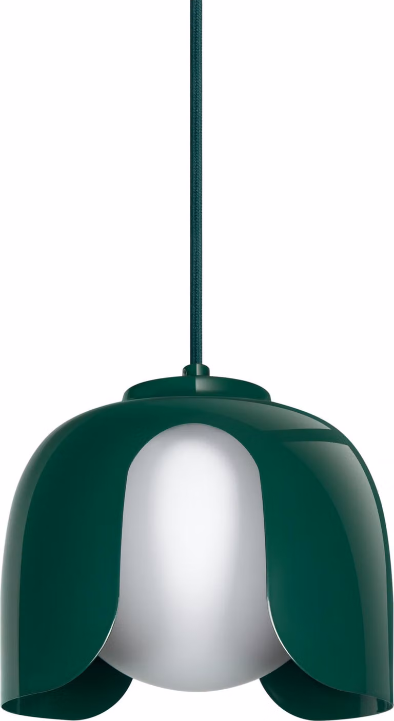 OSRAM Decor Corolle, lampada a sospensione, vetro metallico verde, attacco E27, cavo tessile, 200 mm, stile retrò