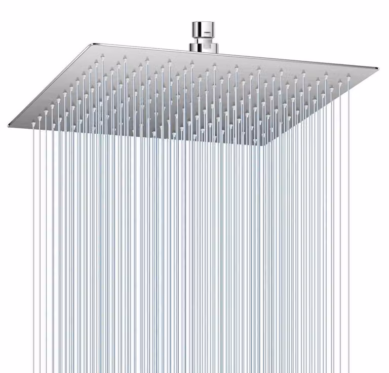Doccia a pioggia, diametro 30 cm, finitura in nichel satinato, acciaio inossidabile, effetto cascata, a risparmio idrico, 144 ugelli anticalcare, regolabile a 360°