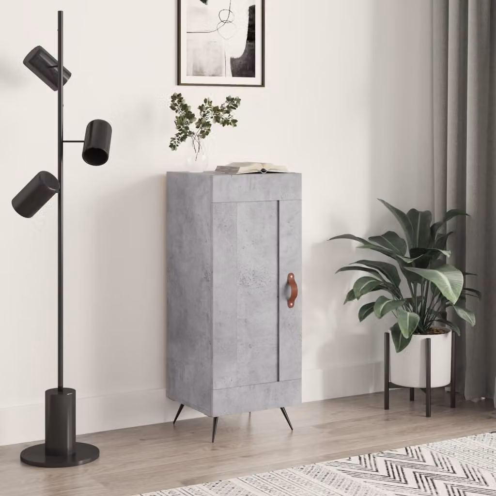 Credenza moderna vidaXL in legno e metallo grigio, sospesa a parete, L/P/H: 34,5 x 34,5 x 90 cm