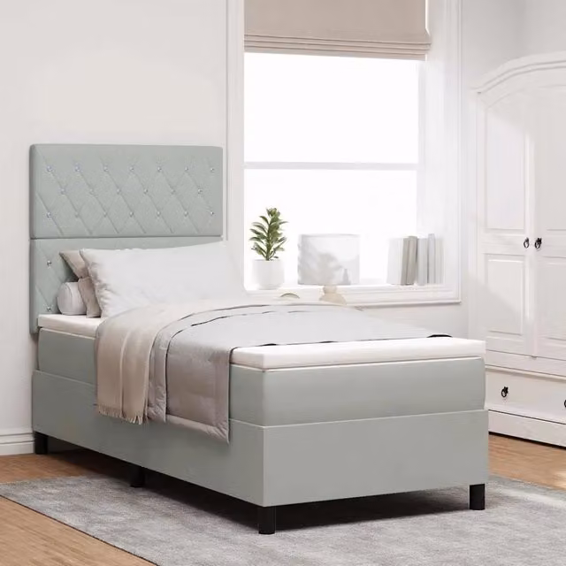 Letto singolo moderno vidaXL in velluto grigio con illuminazione LED sottostante, L 90 x P 200 cm