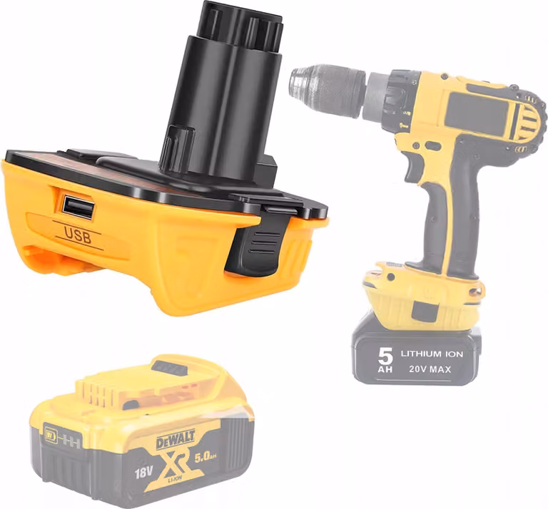 Rosfix Adattatore Dewalt DC9096 per Batteria Dewalt (DCA1820), Giallo - Nero