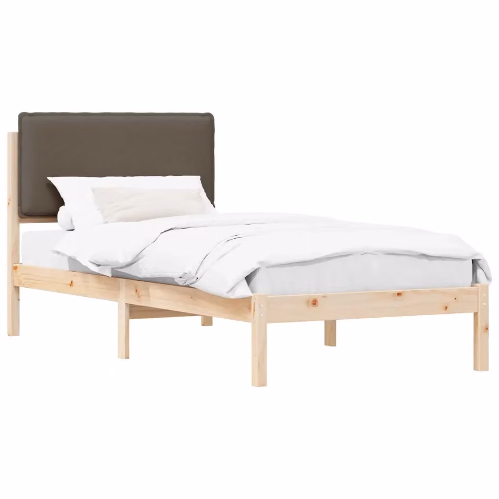 Letto vidaXL con Testiera Rivestita in Tessuto e Struttura in Pino Massello, L/P/H: 200 x 100 x 84,5 cm – 2
