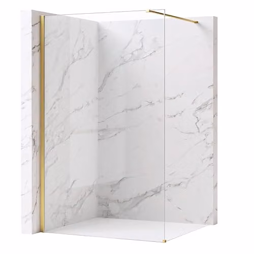 Rea - Parete Doccia Flexi, Oro Spazzolato 70, Walk-In Senza Piatto Doccia, Vetro Di Sicurezza Temperato Trasparente 8mm, 120 X 70 X 195 cm