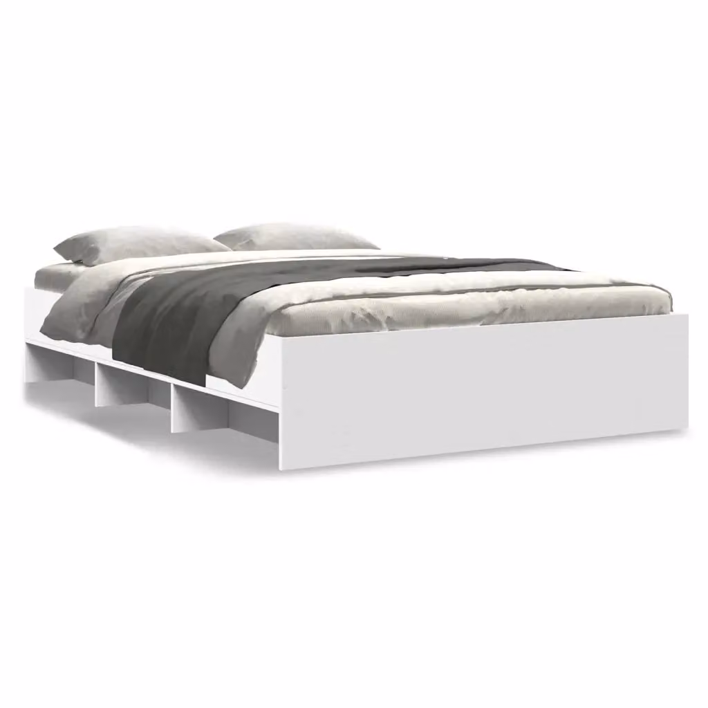 vidaXL Letto con contenitore e doghe in legno, Bianco, L 120 x P 200 x H 35 cm – 2