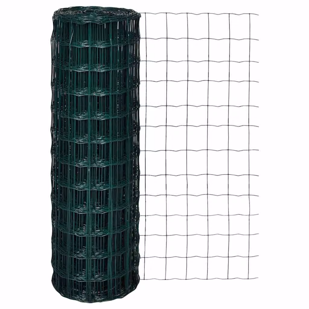 Recinzione Europea vidaXL in acciaio rivestito in PVC, Verde, L: 10 m, H: 1,2 m