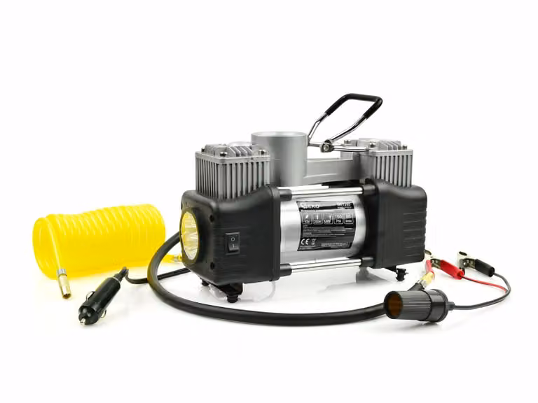 Compressore d'aria da 12 V, gonfiatore per pneumatici, kit di gonfiaggio per gomme auto da 85 l/min con torcia, pompa d' per auto, biciclette, palloni, materassi ad, barche gonfiabili, Geko