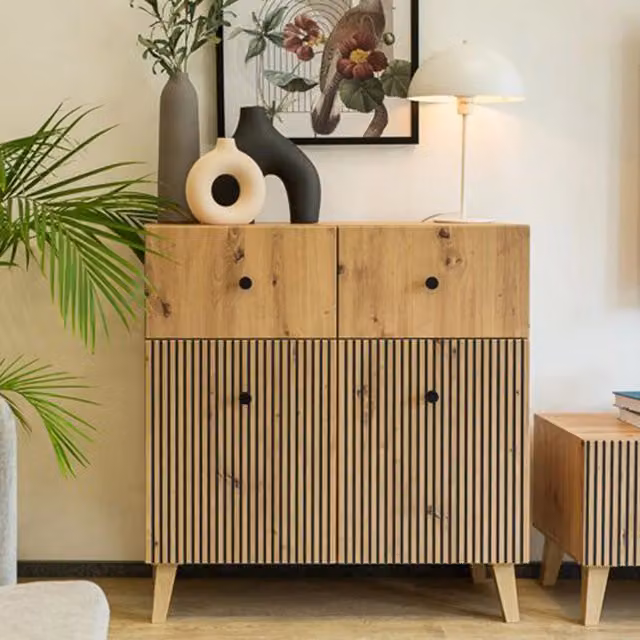 Madia Lenema, Credenza 2 Ripiani, 91x42x95h cm Marrone Rovere