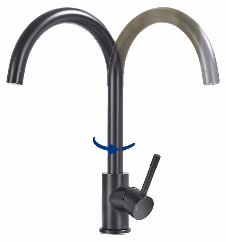 Rubinetto da cucina, girevole a 360°, realizzato in acciaio inossidabile resistente, colore nero, attacco G3/8