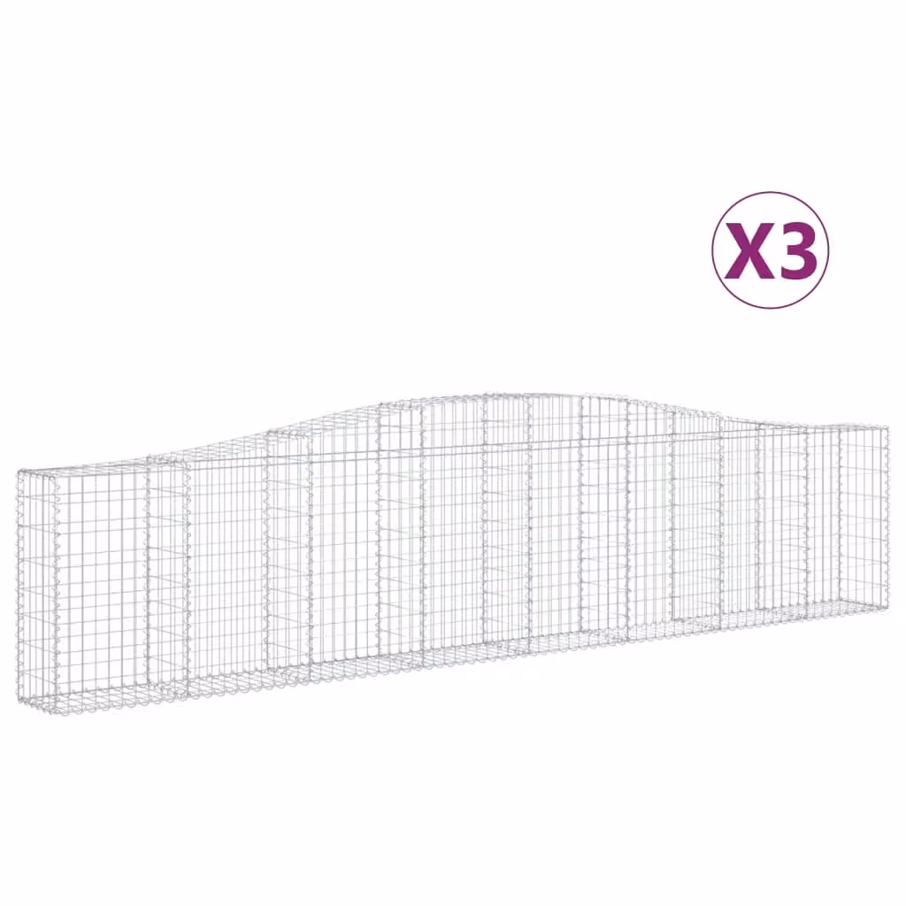 Cesti Gabbioni ad Arco 3 pz 400x30x80/100 cm Ferro Zincato
