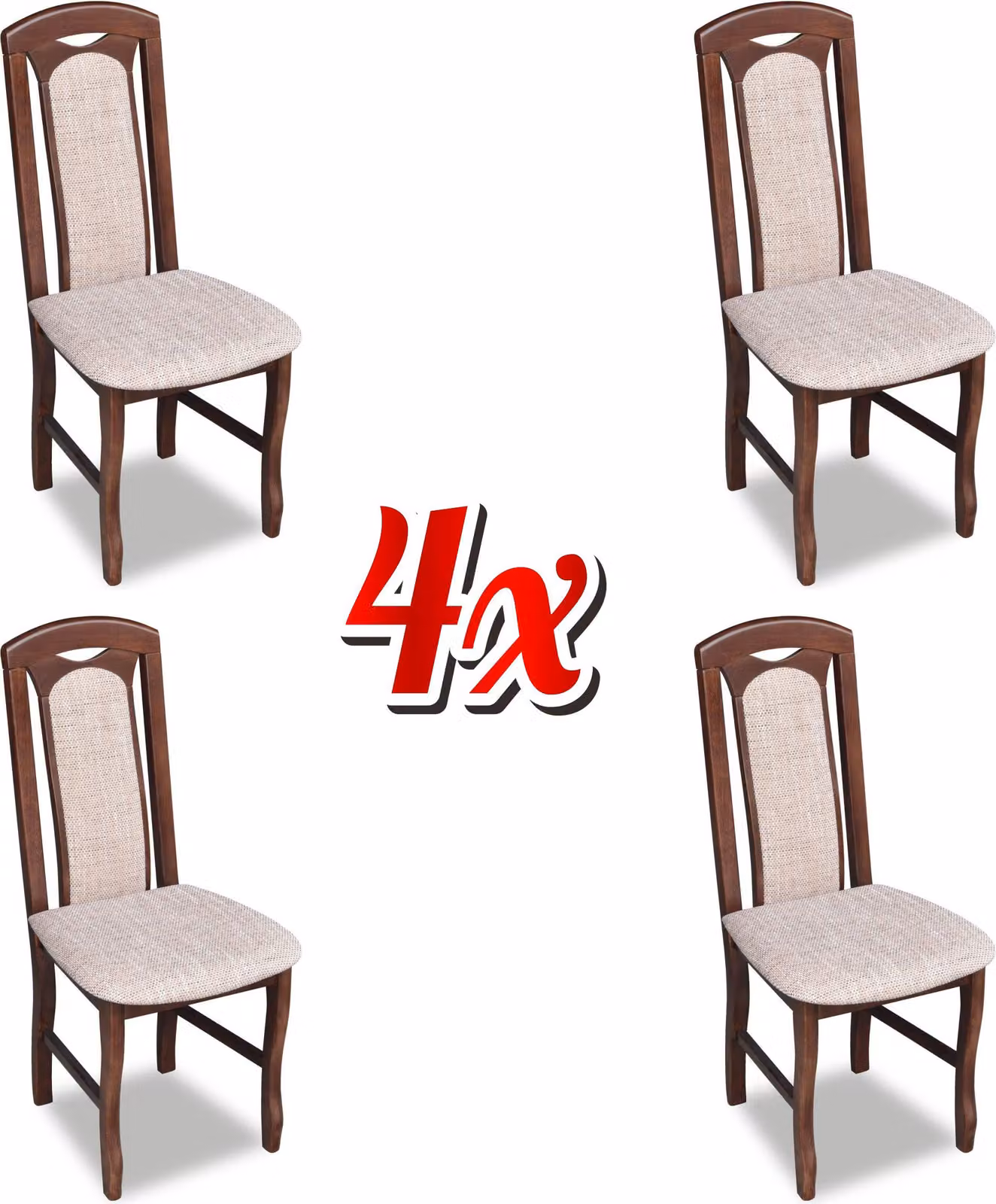 Esszimmer Garnitur Holz Lehn Leder Textil Stuhl Gruppe 4x Stühle Set Wohn