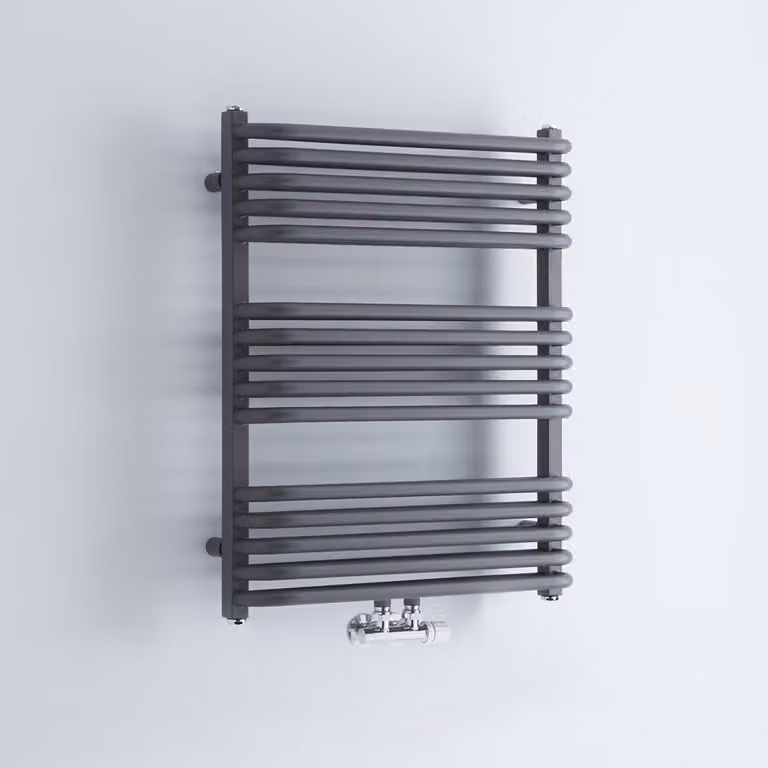 Scaldasalviette Curvo con Attacco Centrale - Antracite - 736mm x 600mm