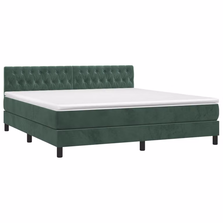 Giroletto a Molle con Materasso Verde Scuro 180x200 cm Velluto