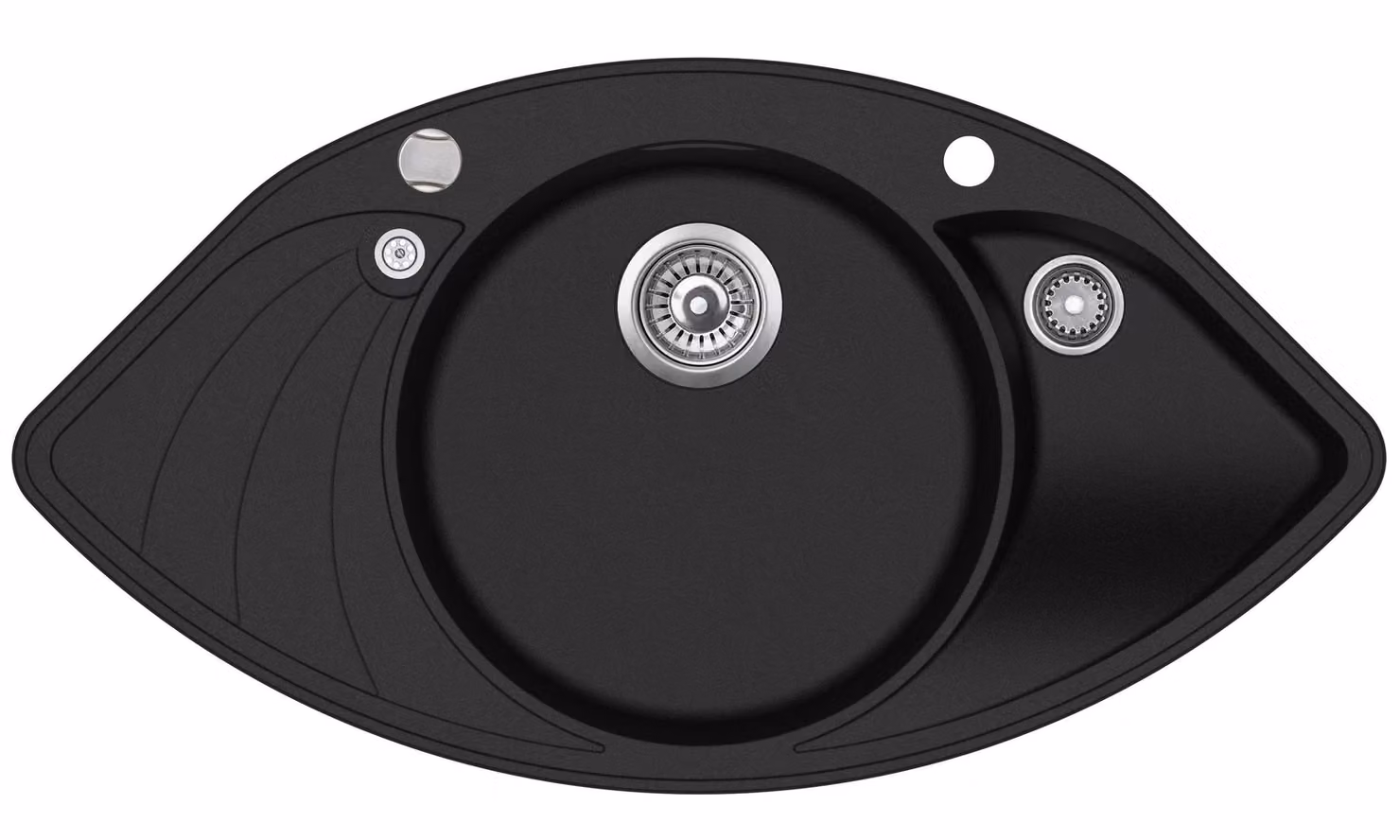 Lavello angolare in granito Victory W-Corner.20 - Nero, da mobile sottolavello 80, 945 x 505 mm