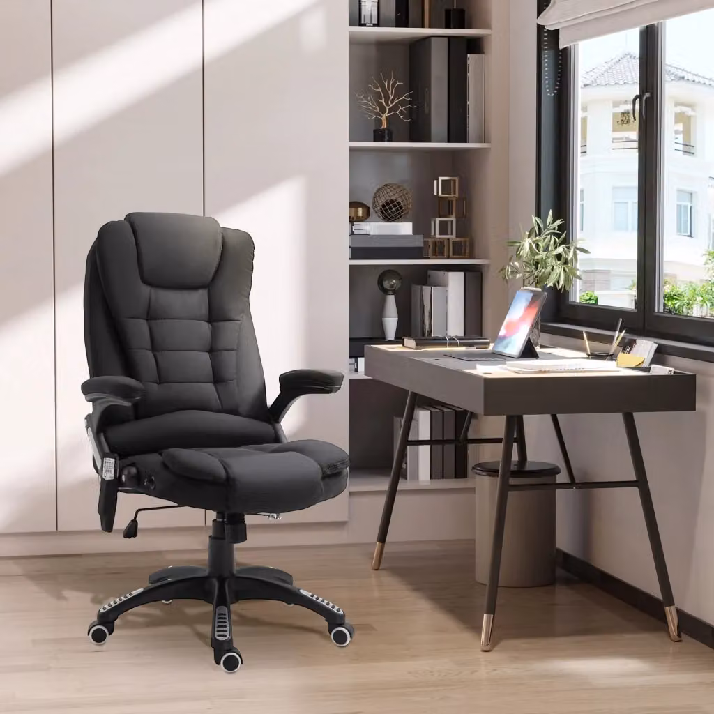 EasyComfort Sedia da Ufficio Massaggiante e Riscaldata con Poggiatesta e Braccioli, Nero, L/P/H: 51 x 74 x 120 cm – 2