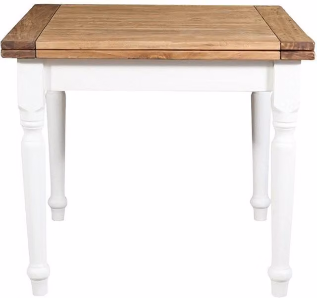 Tavolo da pranzo allungabile in stile country chic Mobili 2G con piano in rovere e finitura bianca L/P: 90 x 90 cm – 1