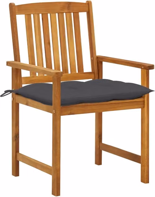 Set di 8 sedie da giardino vidaXL in legno di acacia oliato con cuscini antracite e marrone