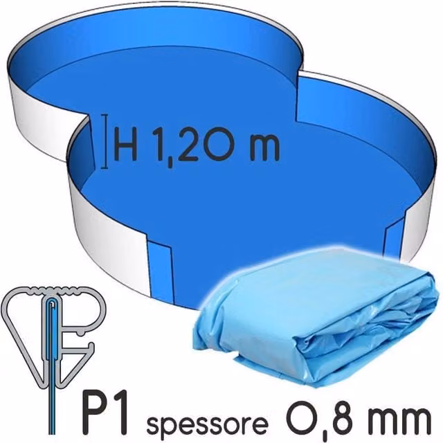 Liner per piscina a forma di otto Zodiac in PVC azzurro L: 4,70 m, P: 3,00 m, H: 1,20 m