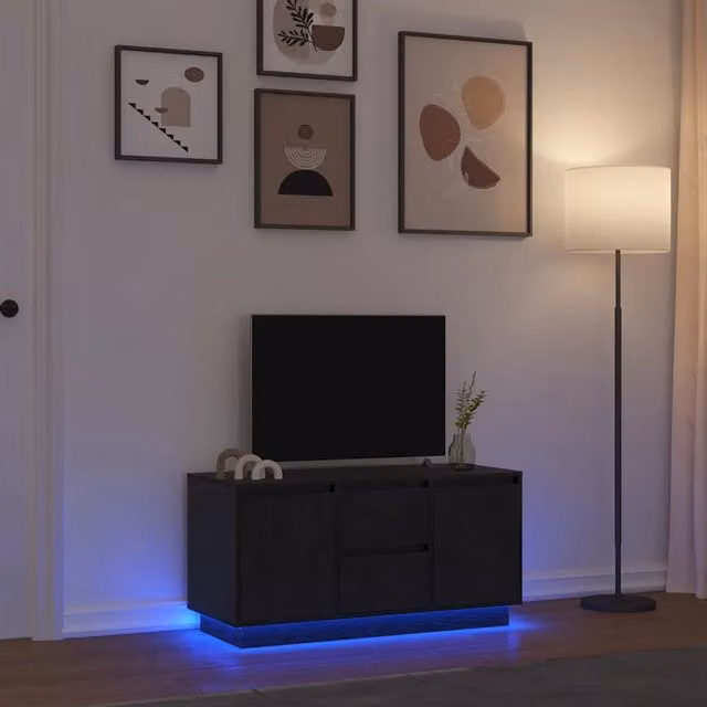 Mobile Porta TV con Luci LED-Mobile per TV-Credenza TV Rovere Nero 100x41x50 cm