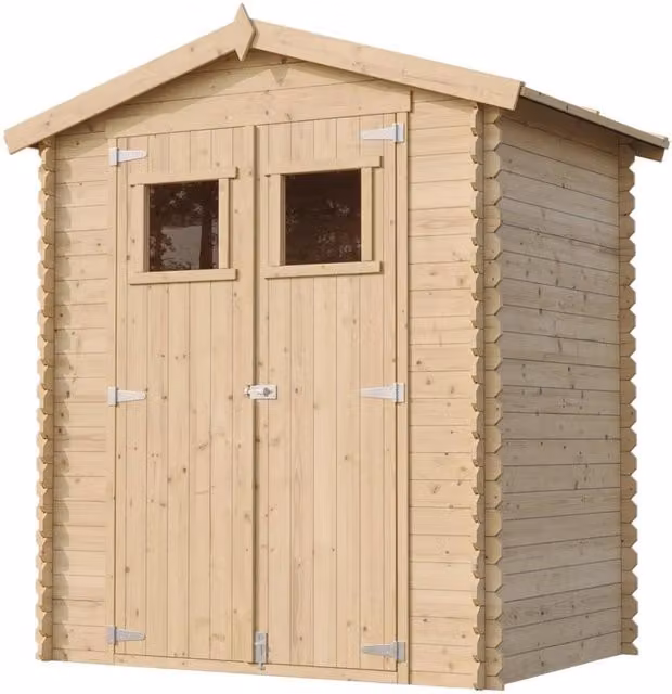 Casetta da Giardino in Legno Timbela M367+M367G Colore Marrone e Beige con Pavimento e Finestra, Superficie 1,98 m2