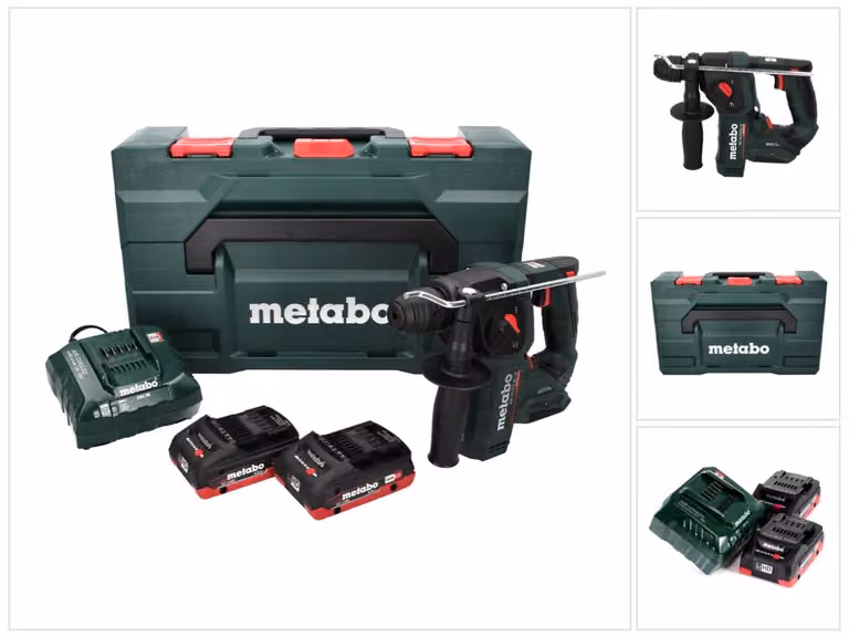 Metabo Akku Hammer BH 18 LTX BL 16 (mit 2 Akkus, LED-Licht, Hammerbohren+Bohren)