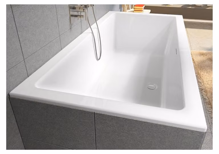 RIHO Rethink Cubic Baignoires rectangulaires, version gauche, avec système Air, à encastrer, 1 place, blanc brillant, B106004005, B106004005