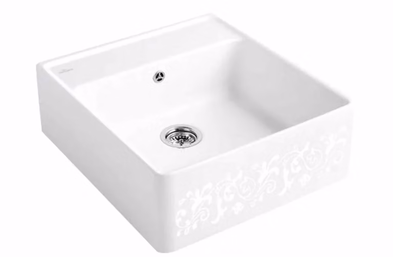V&B Lavello a una vasca con scarico, eccentrico, bianco. C-plus