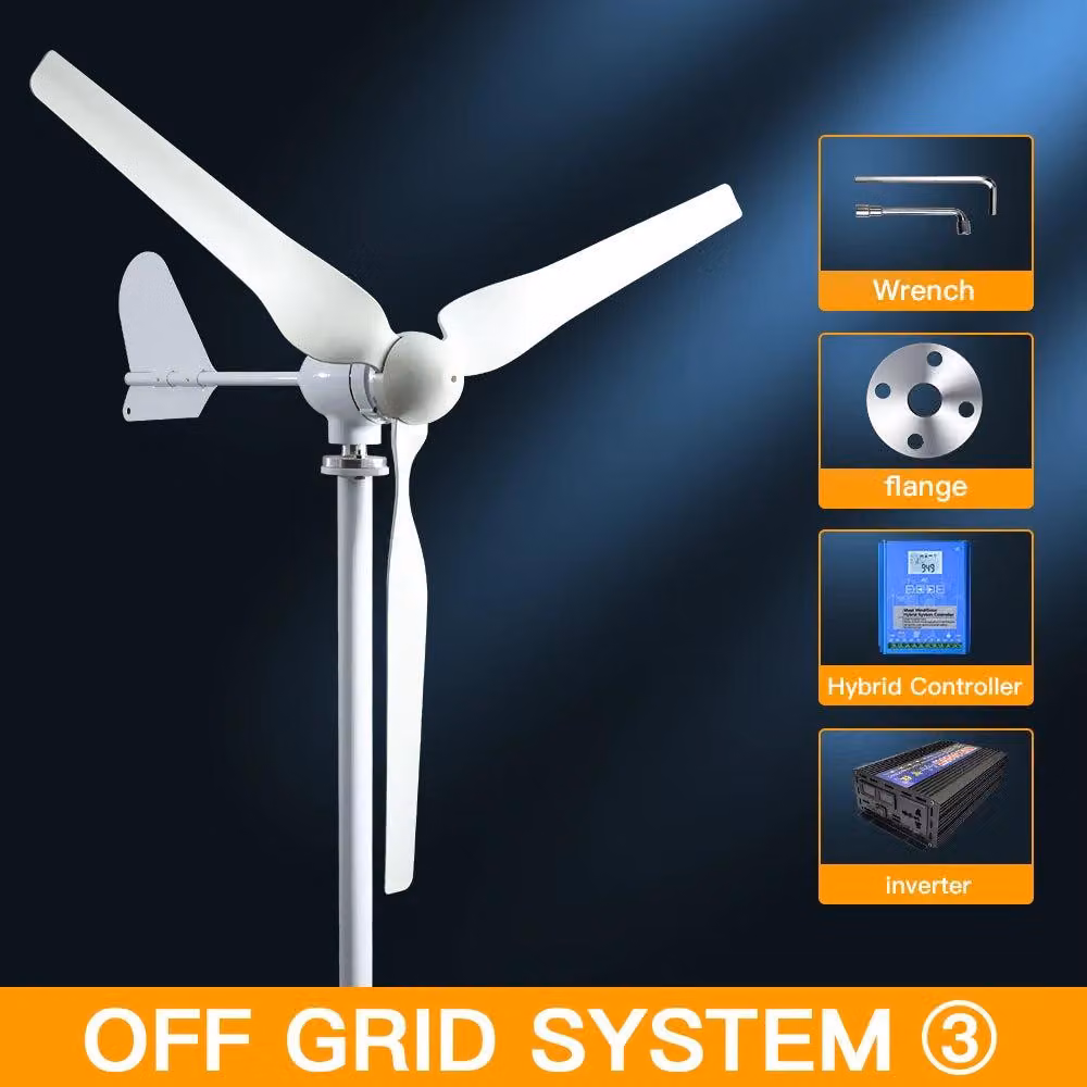 Turbina eolica da 24V, 2000W, con controller ibrido e inverter LCD per uso domestico