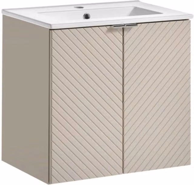 Set da bagno AOKI: mobile sottolavello con armadietti 60cm + lavabo incassato bianco